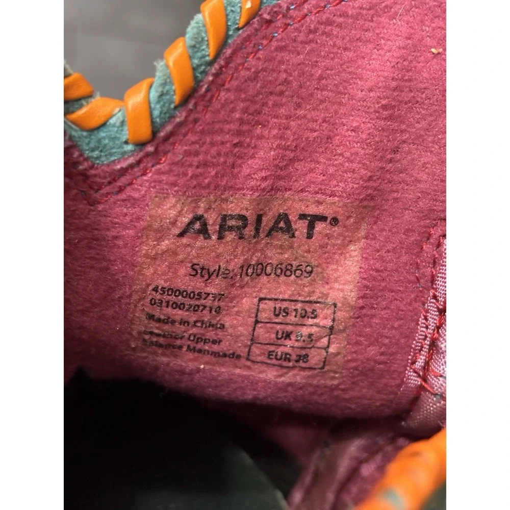 Ariat Fatbaby Leather Embroidered Cowboy Boots Pink Ostrich Print Skulls 10.5 - Picture 6 of 6